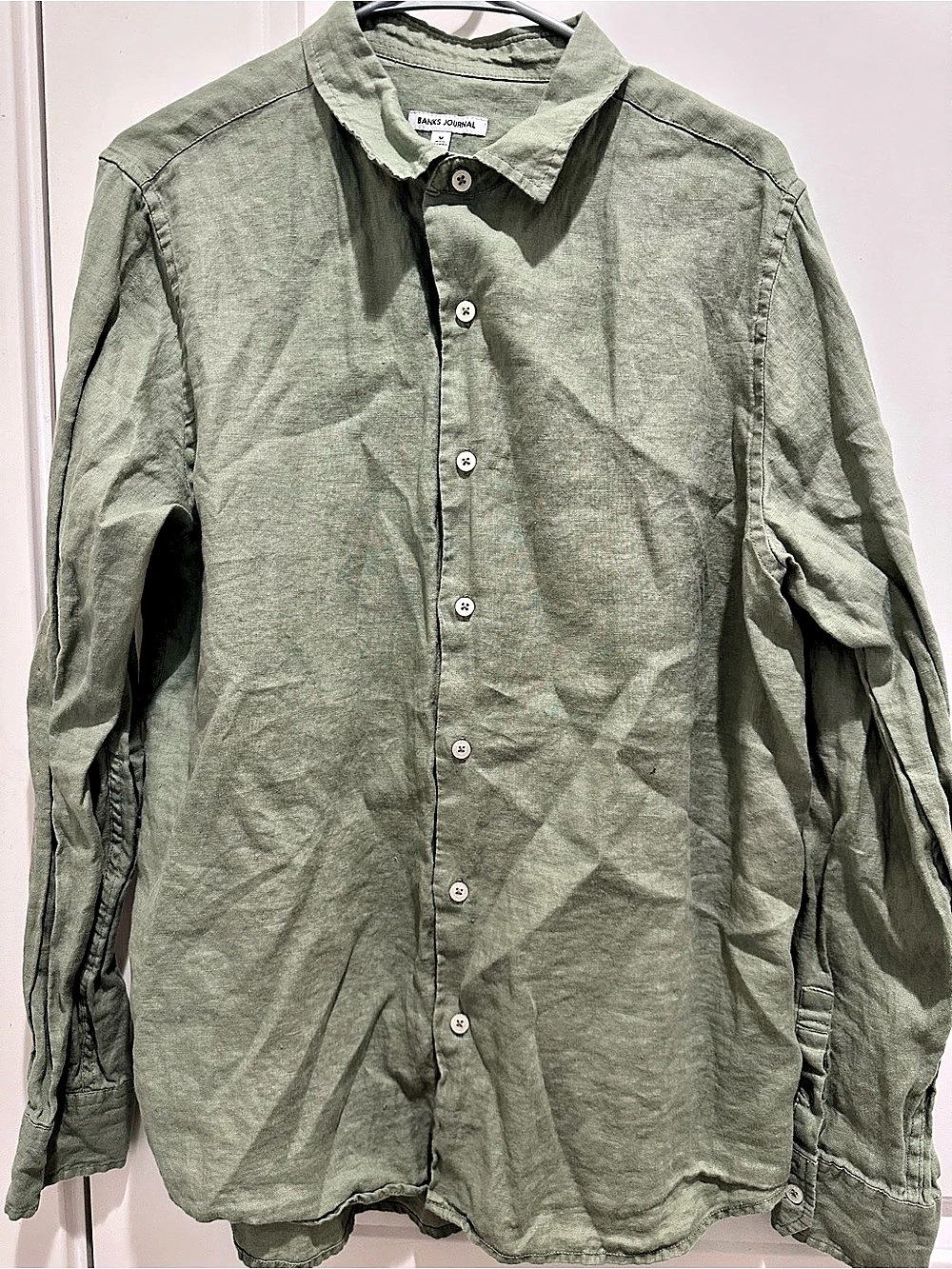 Banks Journal Linen Button Down Green Size Medium Like New